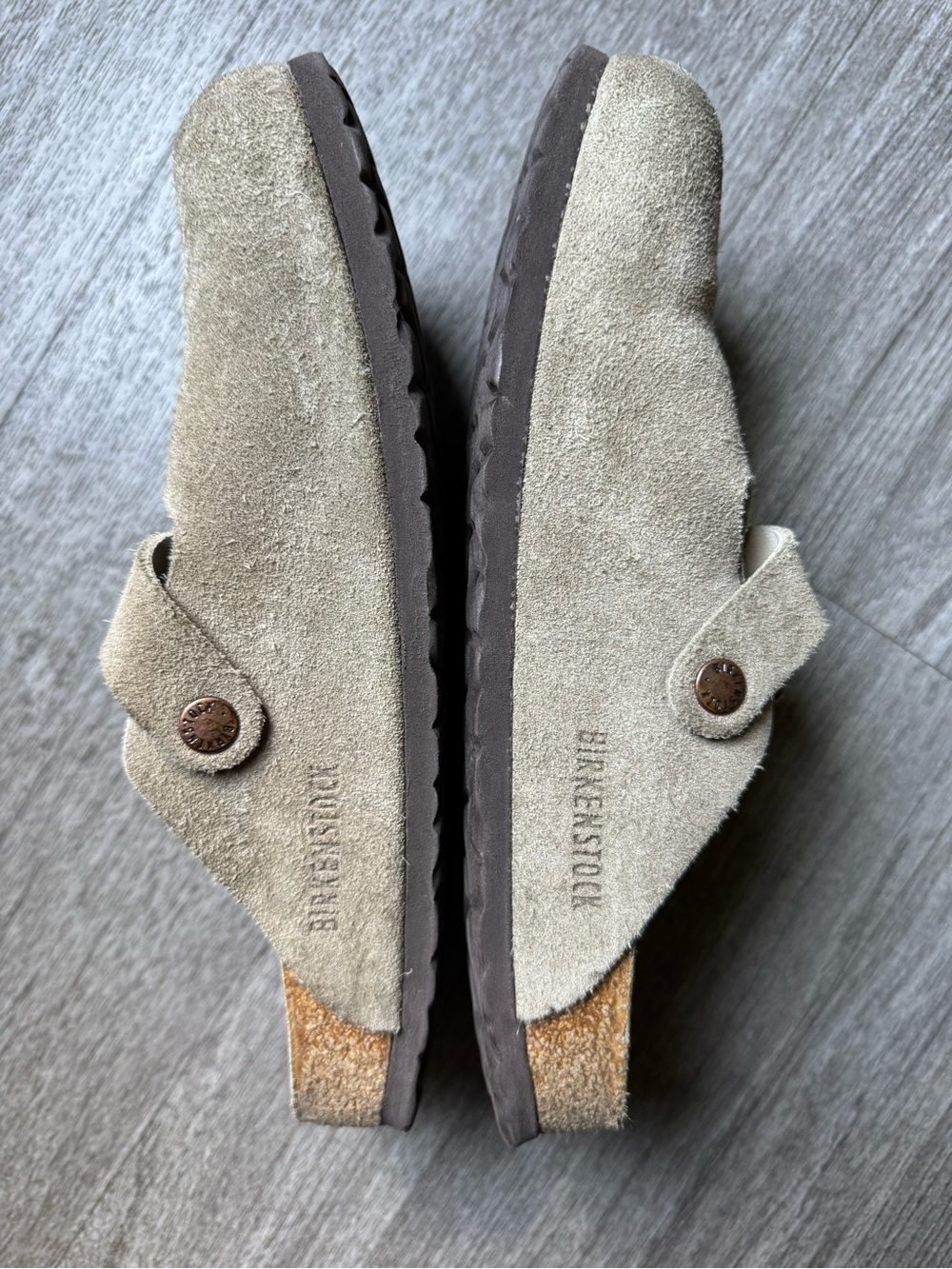 Birkenstock Suede Clog Sandals in Light Brown - Picture 2 of 6